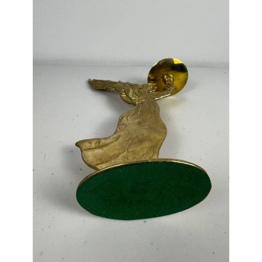 Vintage Solid Brass Angel Candlestick Holder Gold Tone Winged Celestial 8.5 inch